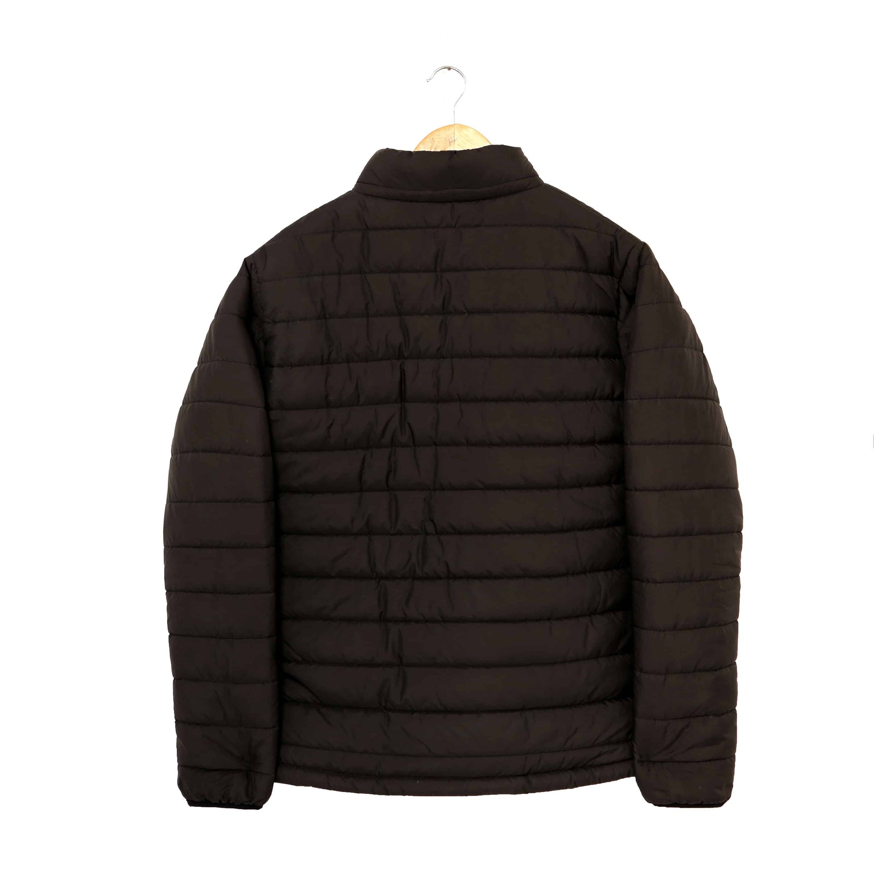 Stand Collar Puffer Jacket - Black