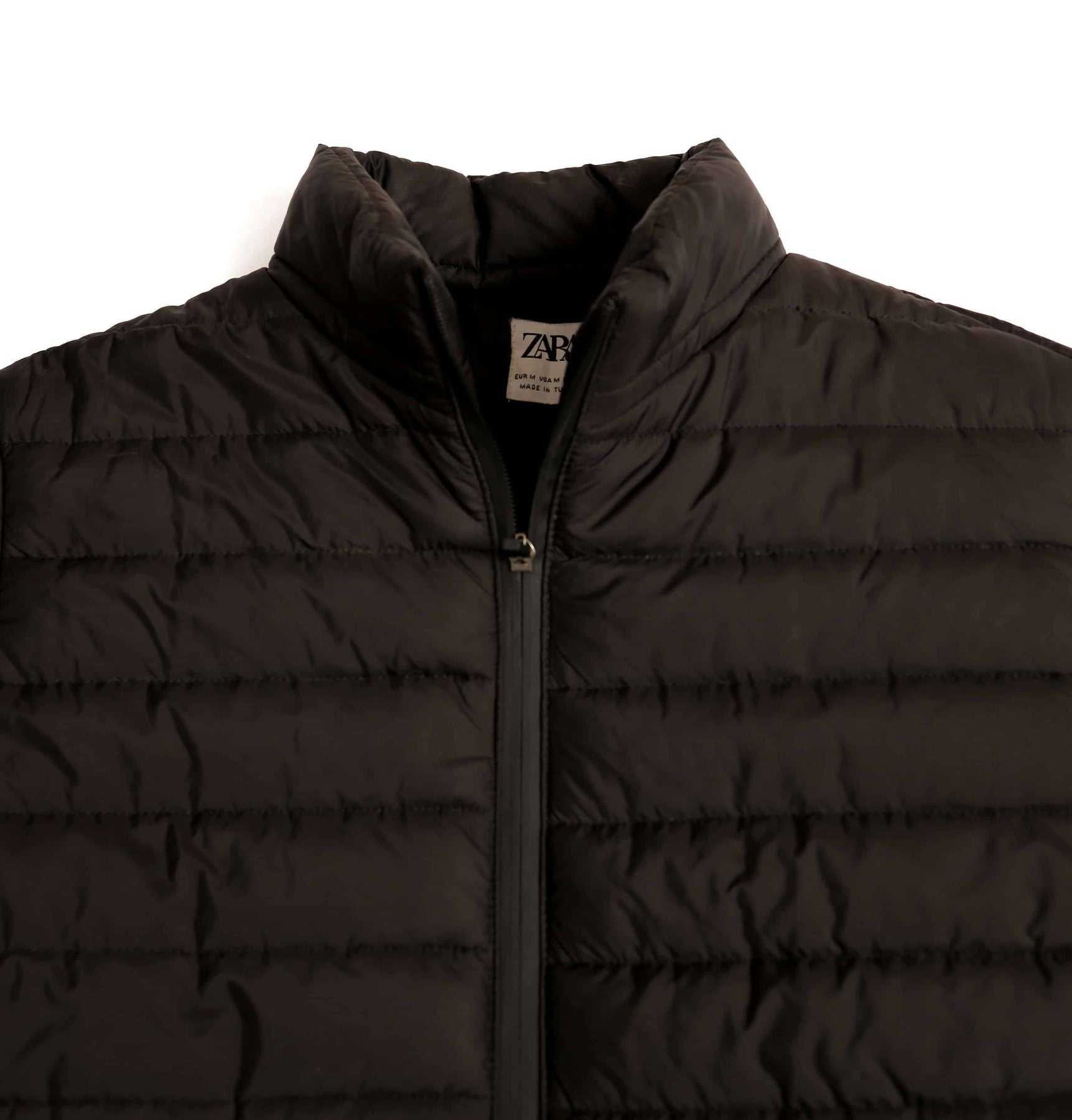 Stand Collar Puffer Jacket - Black