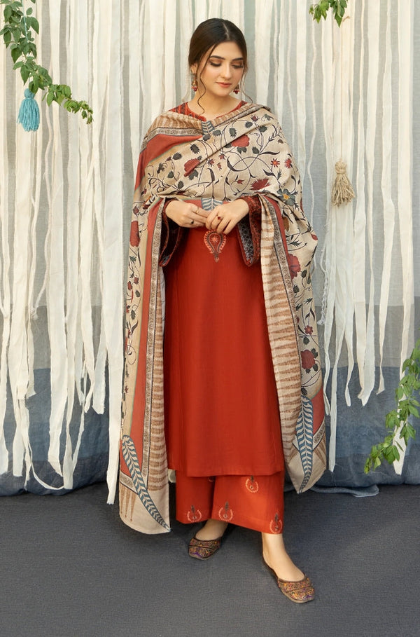 AISLING 3PC Lawnsuit with Digital Printed Shawl AF-08