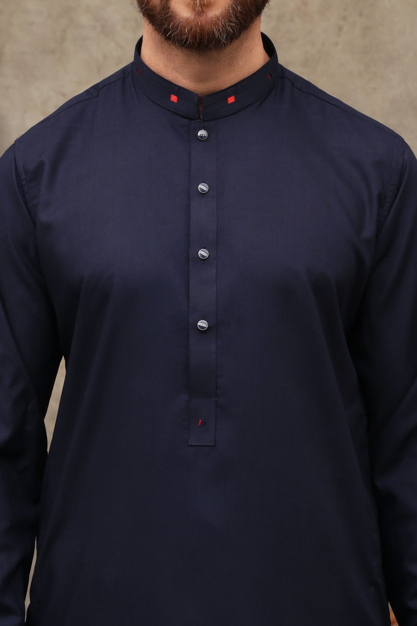 Brandy Wear Special Navy Blue Wash & Wear Unstitched Suit MF-05