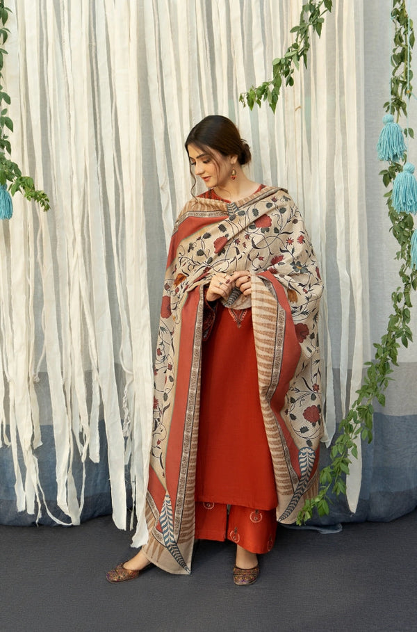 AISLING 3PC Lawnsuit with Digital Printed Shawl AF-08