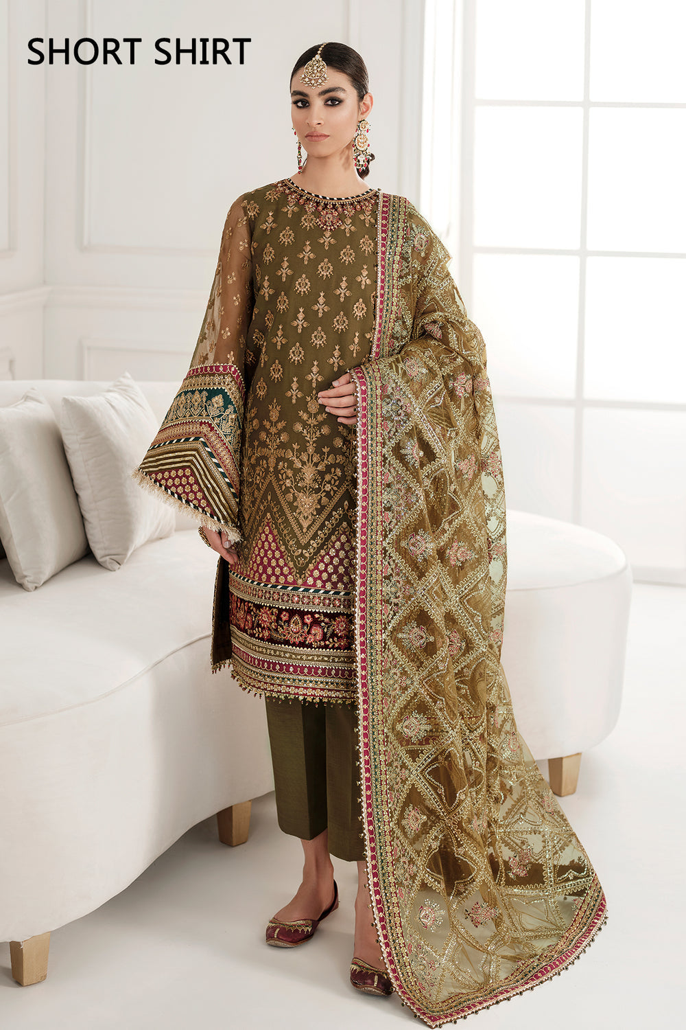 Chiffon Heavy Emb Dress With Emb NET Dupatta 3PC (Unstitched Suit) CH-99