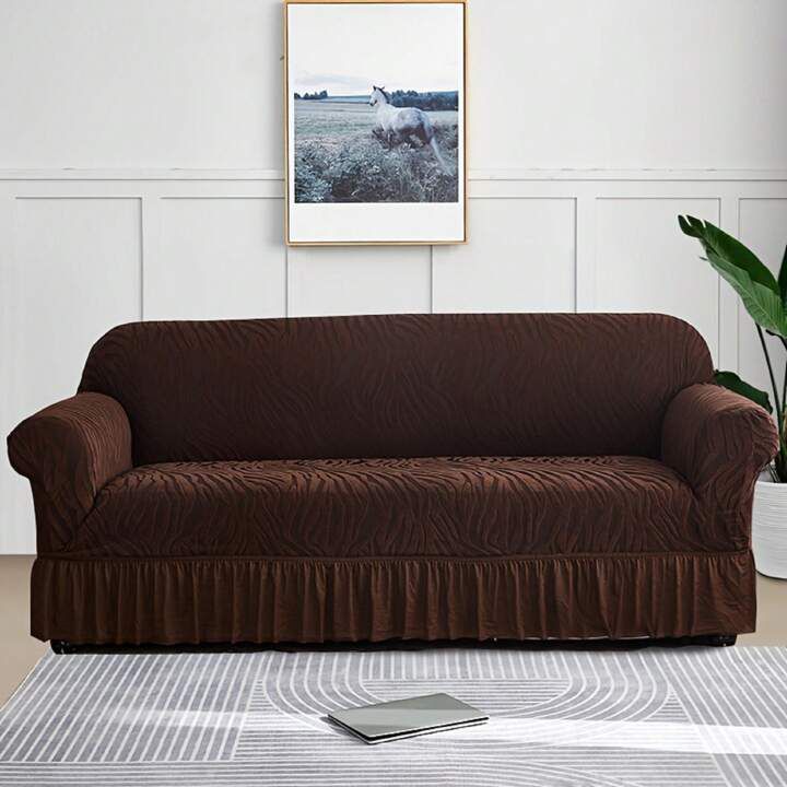 Zebra Velvet Turkish Sofa Cover - Brown