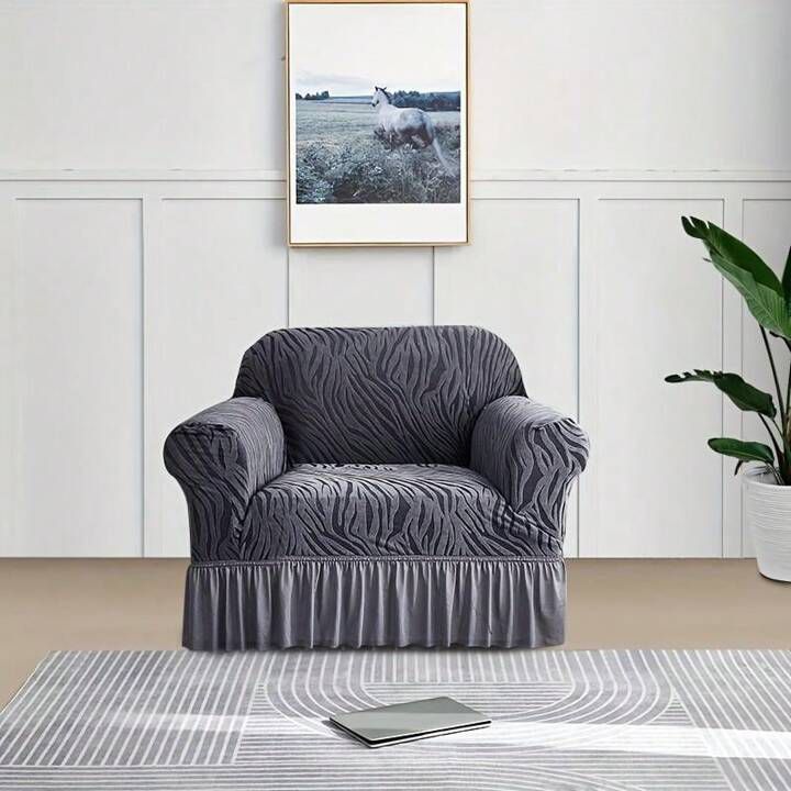 Zebra Velvet Turkish Sofa Cover - Grey