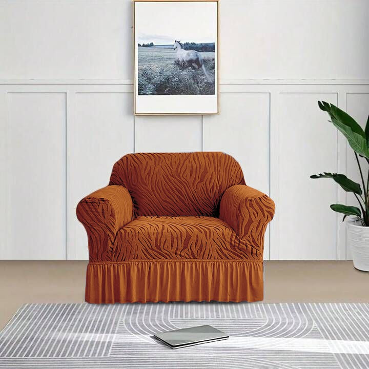 Zebra Velvet Turkish Sofa Cover - Copper Brown