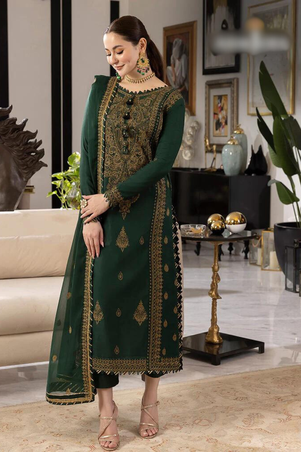 Rang e Noor Chiifon Fully Heavy Embroidered 3pc Dress ( Unstitch ) RN-32