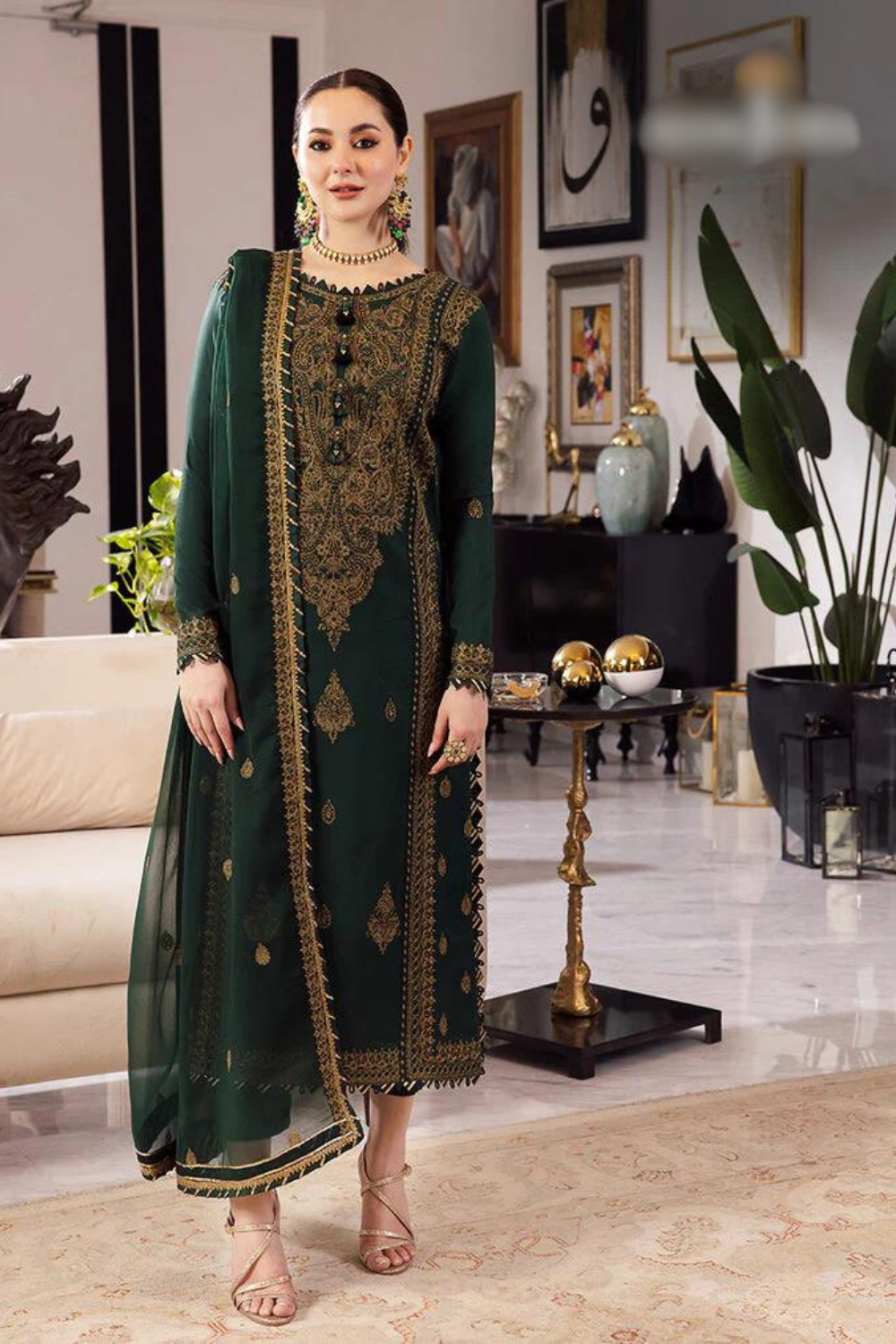 Rang e Noor Chiifon Fully Heavy Embroidered 3pc Dress ( Unstitch ) RN-32