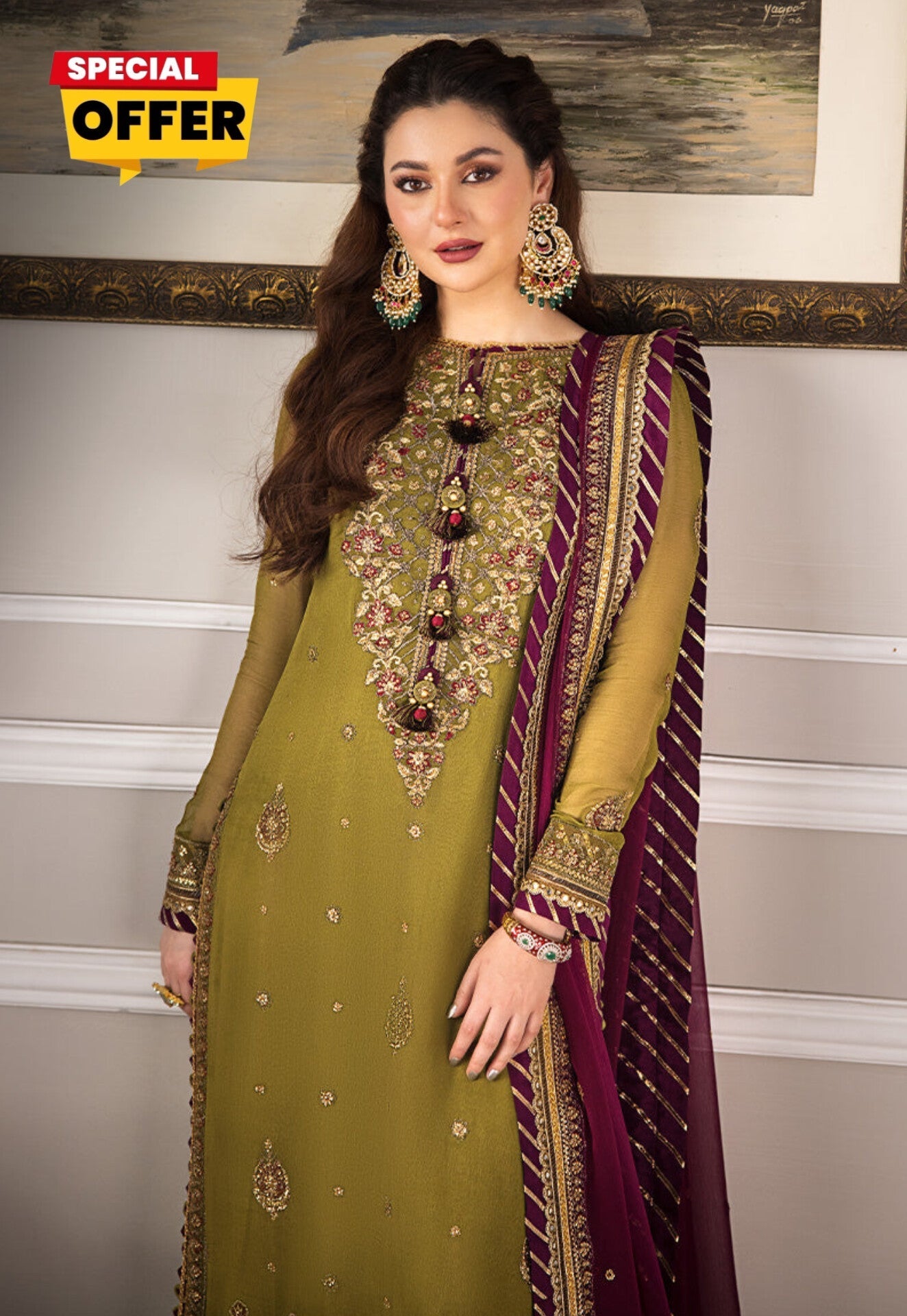 Embroidered Chiffon 3pc Suit Unstitch AF-901