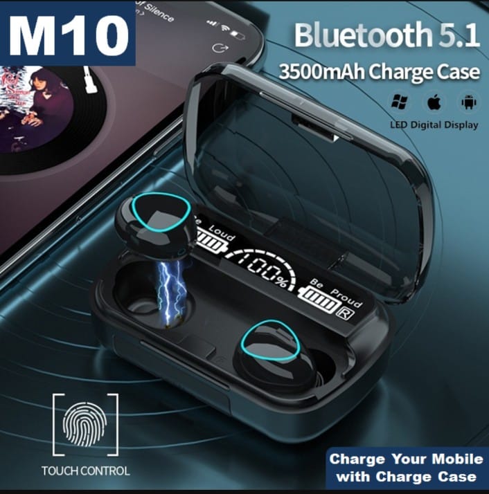 TWS M10 V5.3 Earbuds With Power Bank 2200 MAH