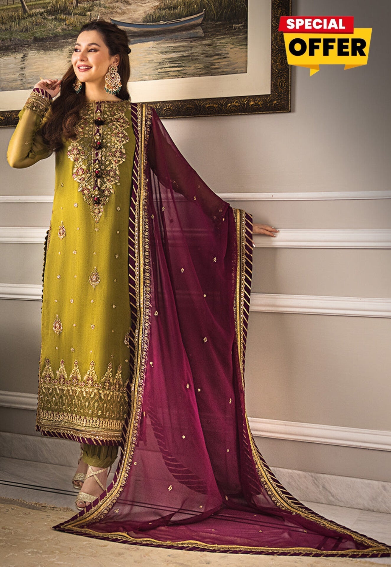 Embroidered Chiffon 3pc Suit Unstitch AF-901