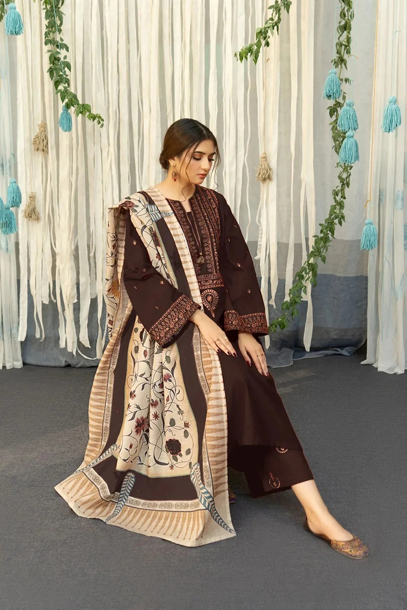 AISLING 3PC Lawnsuit with Digital Printed Shawl AF-07