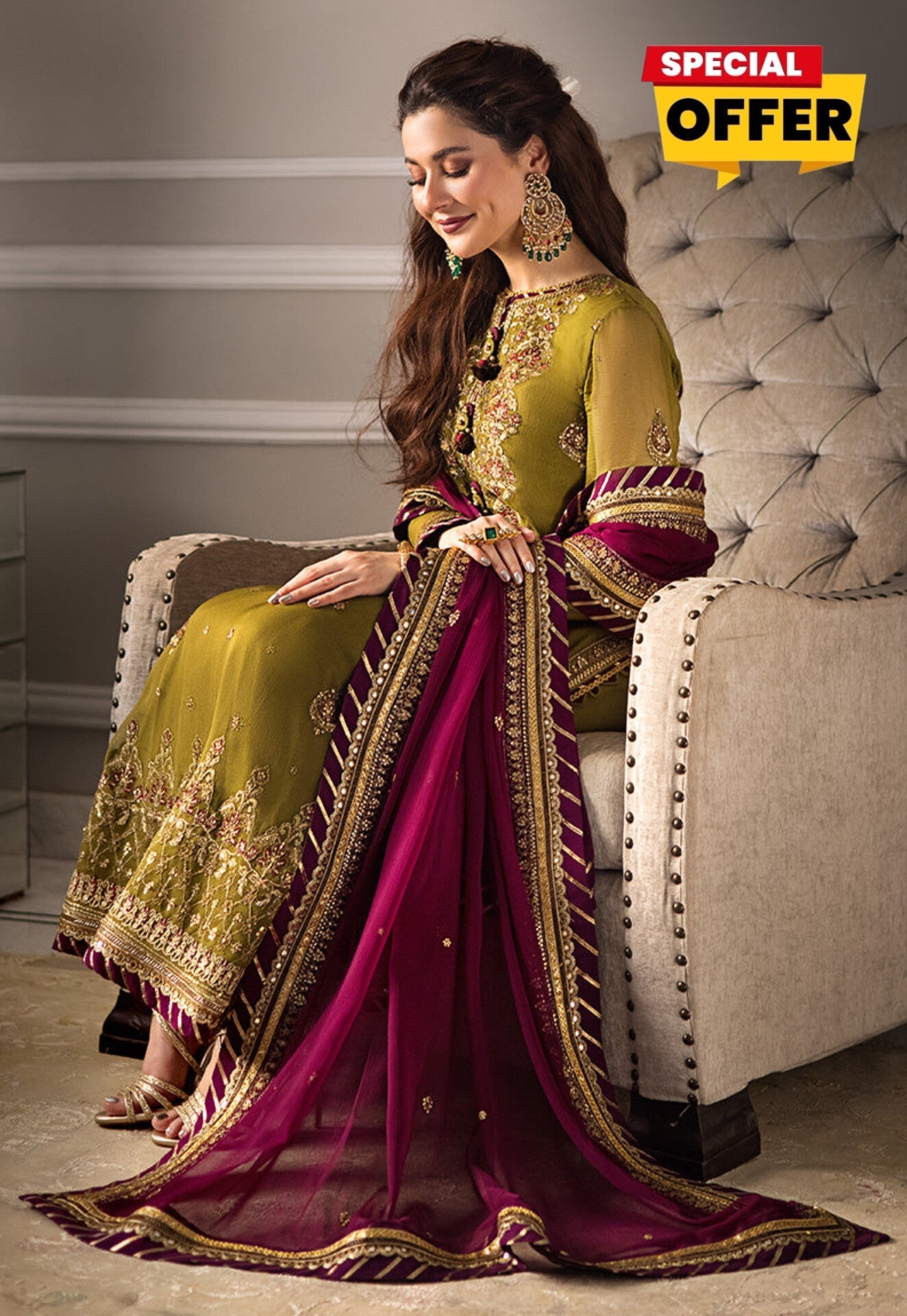 Embroidered Chiffon 3pc Suit Unstitch AF-901