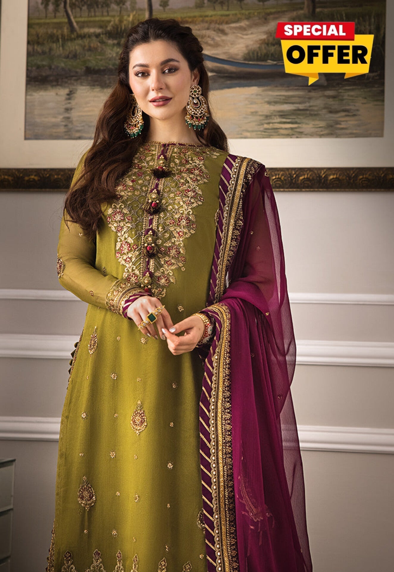 Embroidered Chiffon 3pc Suit Unstitch AF-901